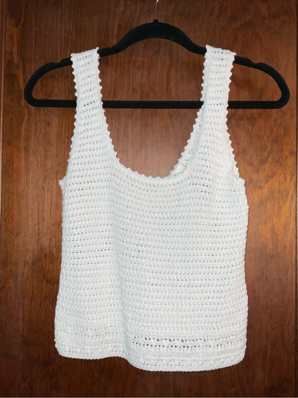 Vince White Crochet Knit Tank Top